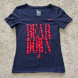 Nike Arizona Wildcats Bear Down Navy Blue Graphic T-Shirt Womens Small Athletic
